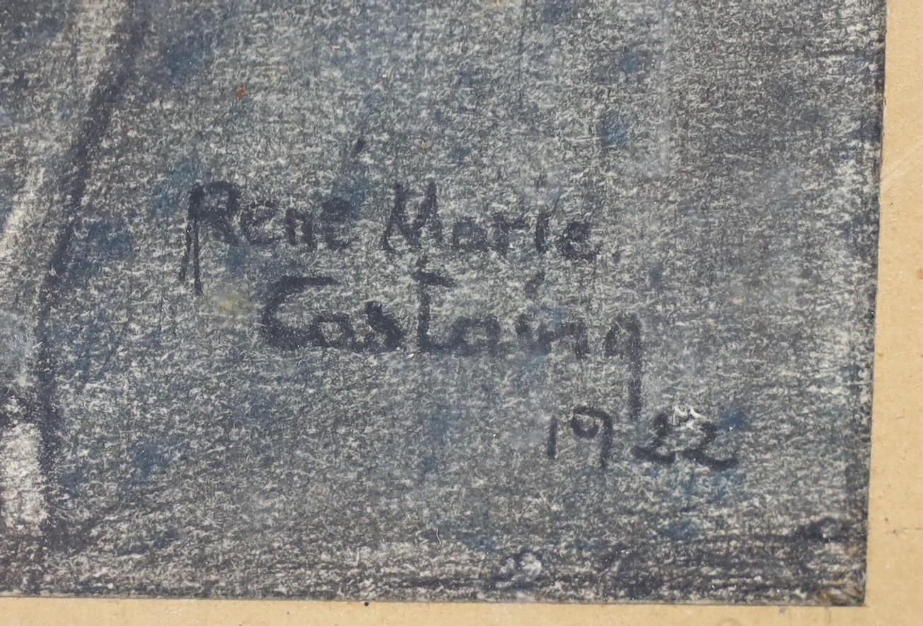 Rene Marie Castaing (1896-1943), pastel study, Children hiding, signed and dated 1922, in maple frame, 38 x 47cm